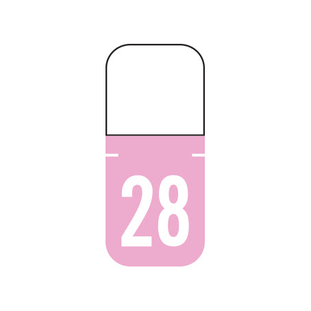 Tab 1308 Top Tab Year 28 Labels, 1-1/8" X 1/2" Vinyl- Roll of 500