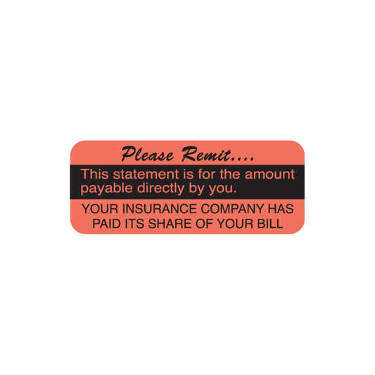 A1027 PLEASE REMIT- Fluorescent Red 1-7/8" X 3/4" (Roll of 500)