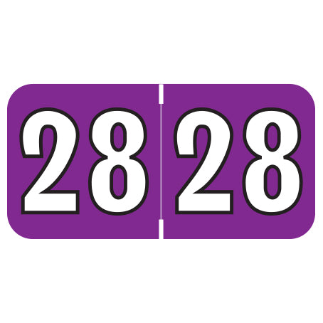 Colwell Year 28 Labels, 3/4" X 1-1/2" Laminated- Roll of 500