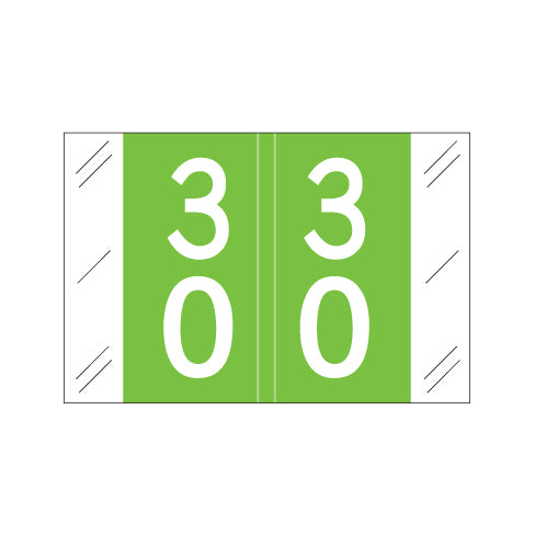 Col'R'Tab 11200 Double Digit "30-39" Labels 1" X 1-1/2" Laminated- Roll of 500
