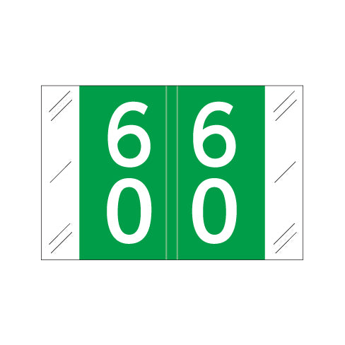 Col'R'Tab 11200 Double Digit "60-69" Labels 1" X 1-1/2" Laminated- Roll of 500