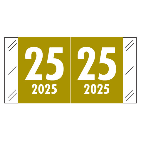 Col'R'Tab Year 25 Labels, 3/4" X 1-1/2" Laminated- Roll of 500