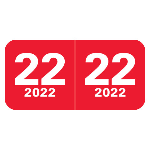 Col'R'Tab Year 22 Labels, 3/4" X 1-1/2" Laminated- Roll of 500