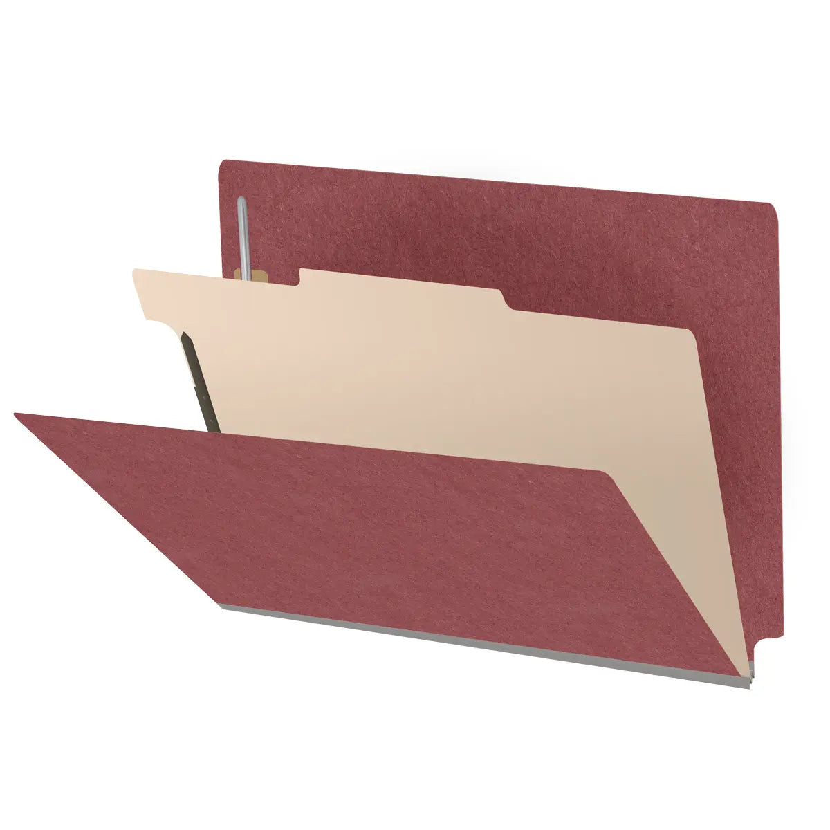 25 Pt. Pressboard Classification Folders, Full Cut End Tab, Letter Size, 1 Divider (Box of 10)