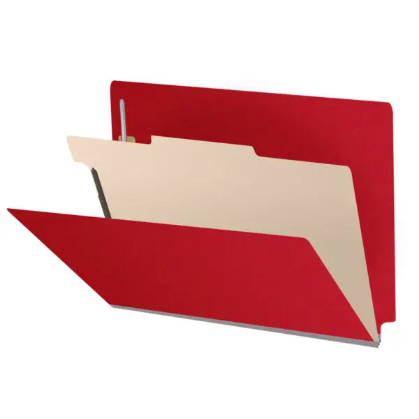 25 Pt. Pressboard Classification Folders, Full Cut End Tab, Letter Size, 1 Divider (Box of 10)