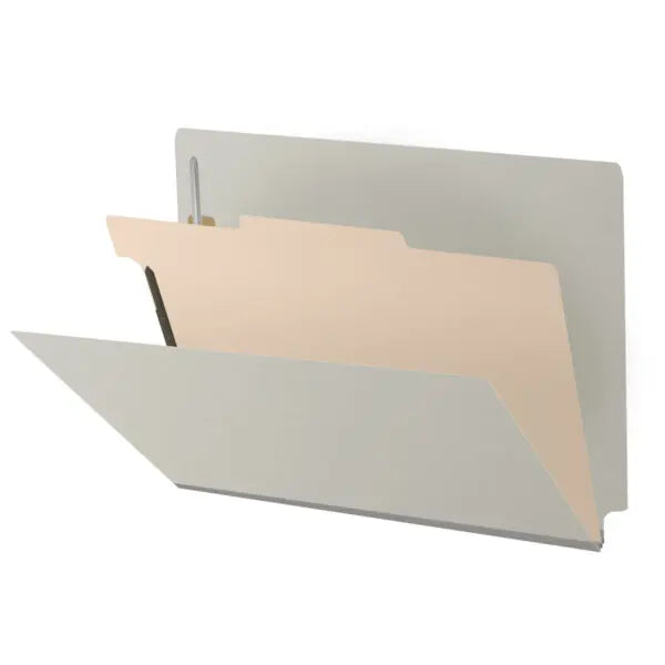 25 Pt. Pressboard Classification Folders, Full Cut End Tab, Letter Size, 1 Divider (Box of 10)