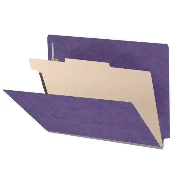 25 Pt. Pressboard Classification Folders, Full Cut End Tab, Letter Size, 1 Divider (Box of 10)