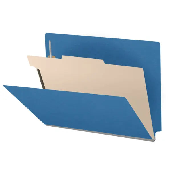 25 Pt. Pressboard Classification Folders, Full Cut End Tab, Letter Size, 1 Divider (Box of 10)