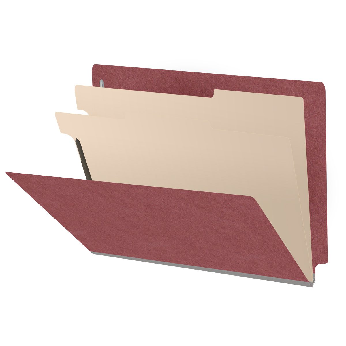 25 Pt. Pressboard Classification Folders, Full Cut End Tab, Letter Size, 2 Dividers (Box of 10)