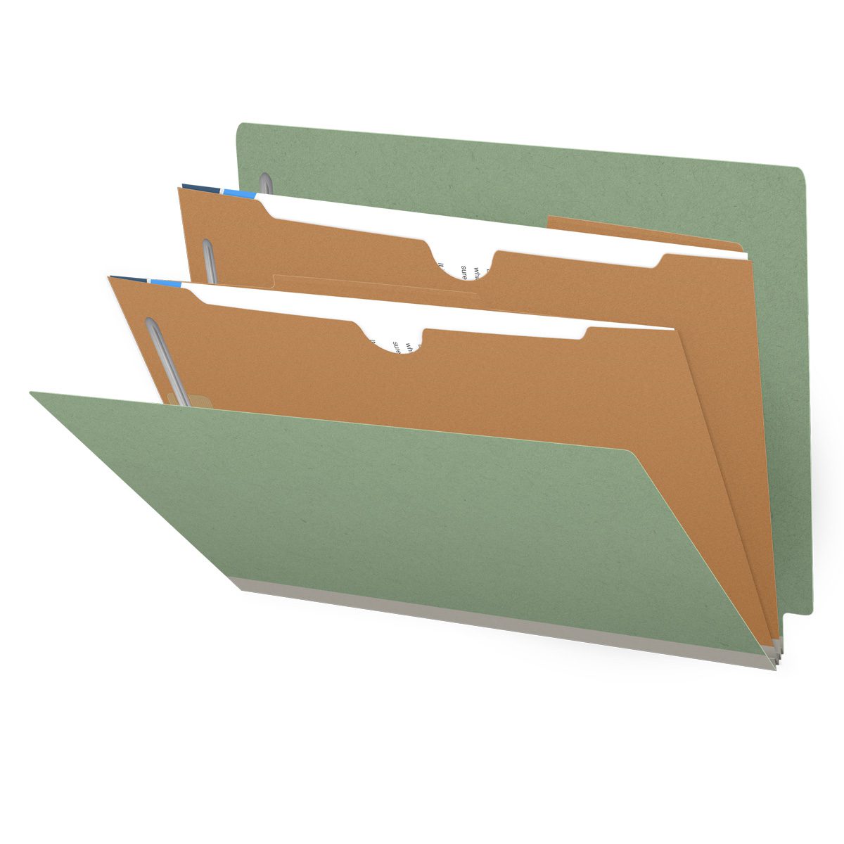 25 Pt. Pressboard Classification Folders, Full Cut End Tab, Letter Size, 2 Pocket Dividers (Box of 10)