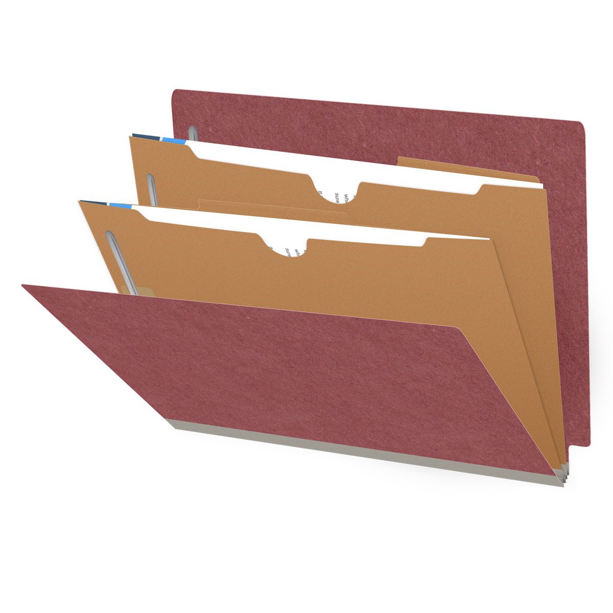 25 Pt. Pressboard Classification Folders, Full Cut End Tab, Letter Size, 2 Pocket Dividers (Box of 10)