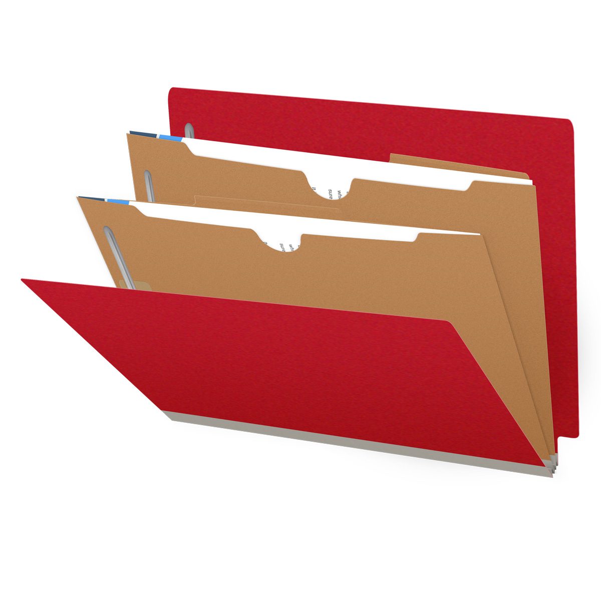 25 Pt. Pressboard Classification Folders, Full Cut End Tab, Letter Size, 2 Pocket Dividers (Box of 10)