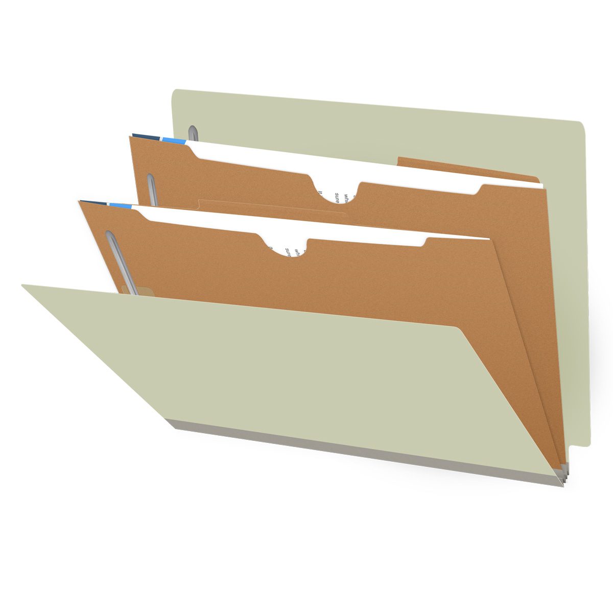 25 Pt. Pressboard Classification Folders, Full Cut End Tab, Letter Size, 2 Pocket Dividers (Box of 10)