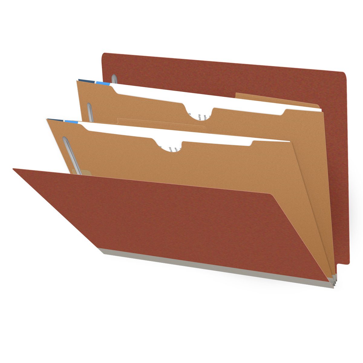 25 Pt. Pressboard Classification Folders, Full Cut End Tab, Letter Size, 2 Pocket Dividers (Box of 10)