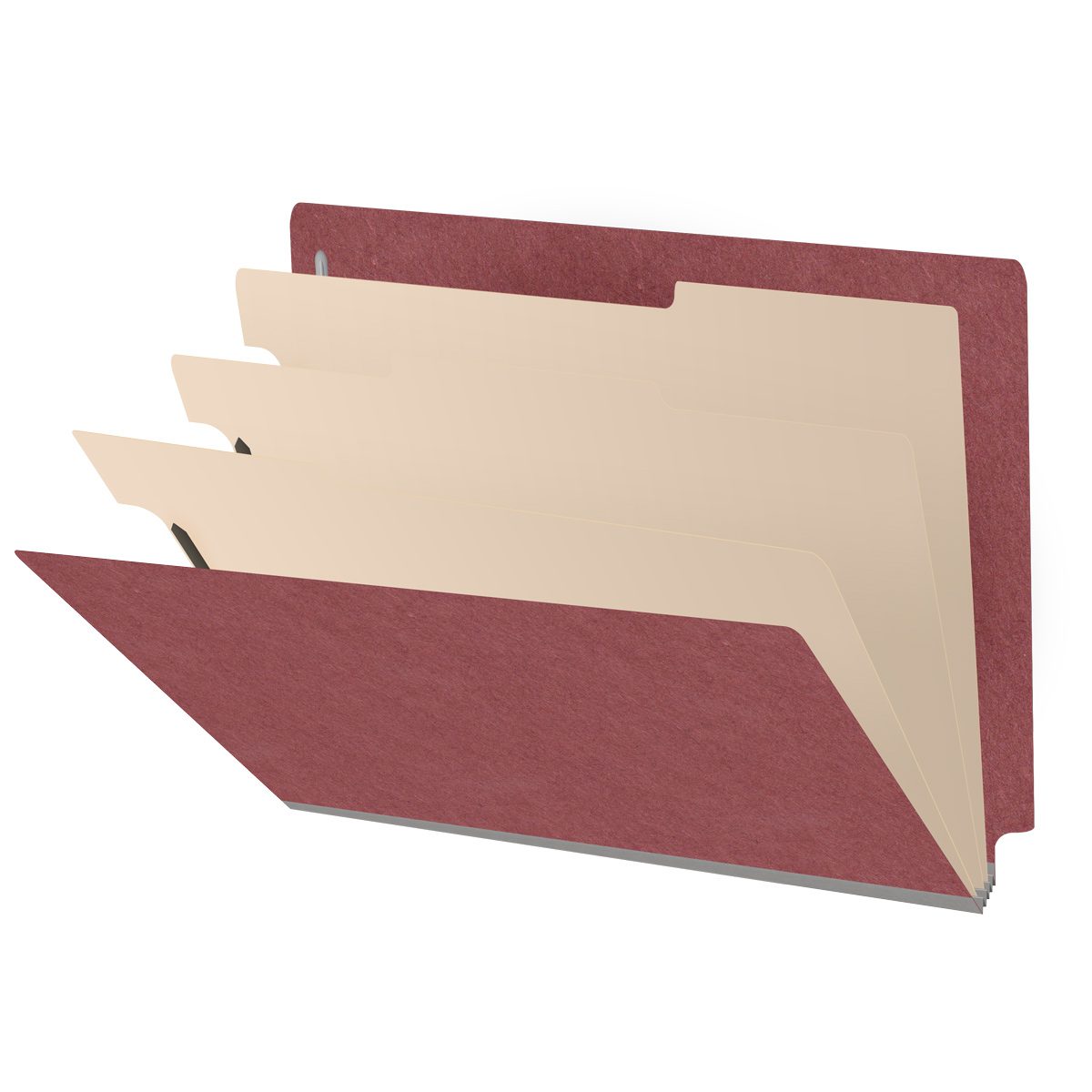 25 Pt. Pressboard Classification Folders, Full Cut End Tab, Letter Size, 3 Dividers (Box of 10)