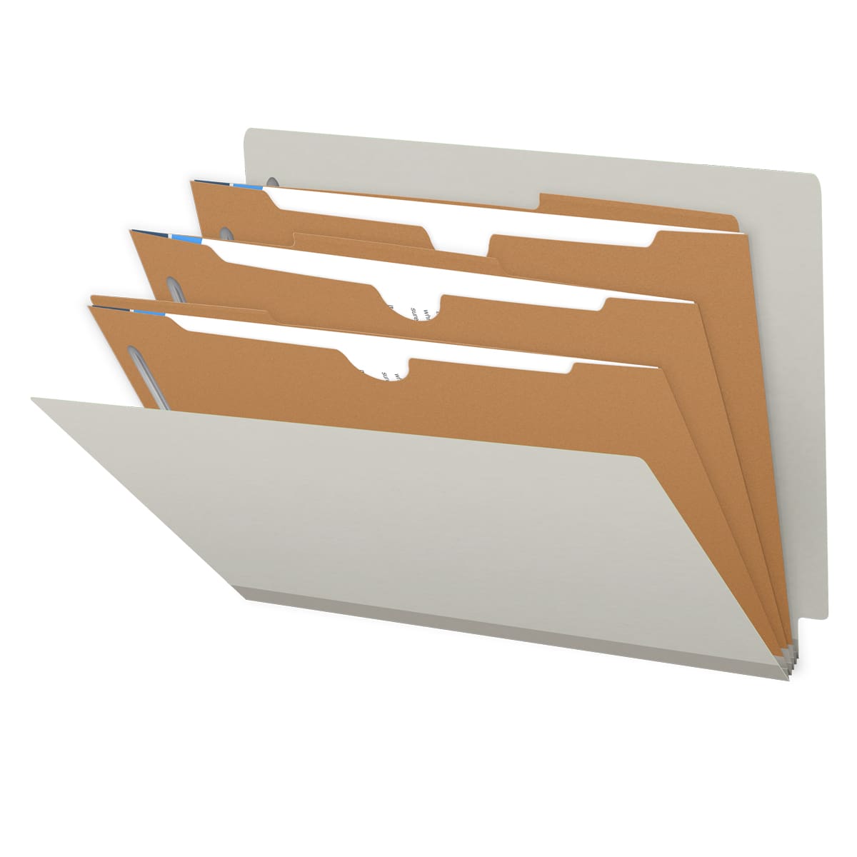 25 Pt. Pressboard Classification Folders, Full Cut End Tab, Letter Size, 3 Pocket Dividers (Box of 10)