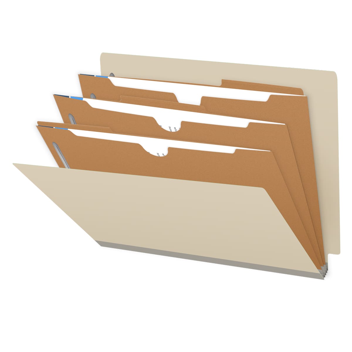 25 Pt. Pressboard Classification Folders, Full Cut End Tab, Letter Size, 3 Pocket Dividers (Box of 10)