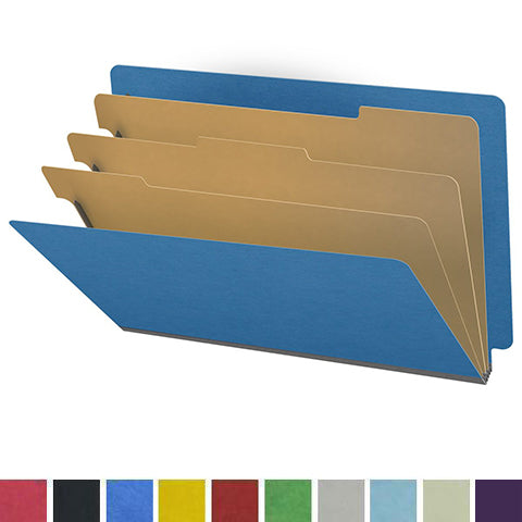 25 Pt. Pressboard Classification Folders, Full Cut End Tab, Legal Size, 3 Dividers (Box of 10)