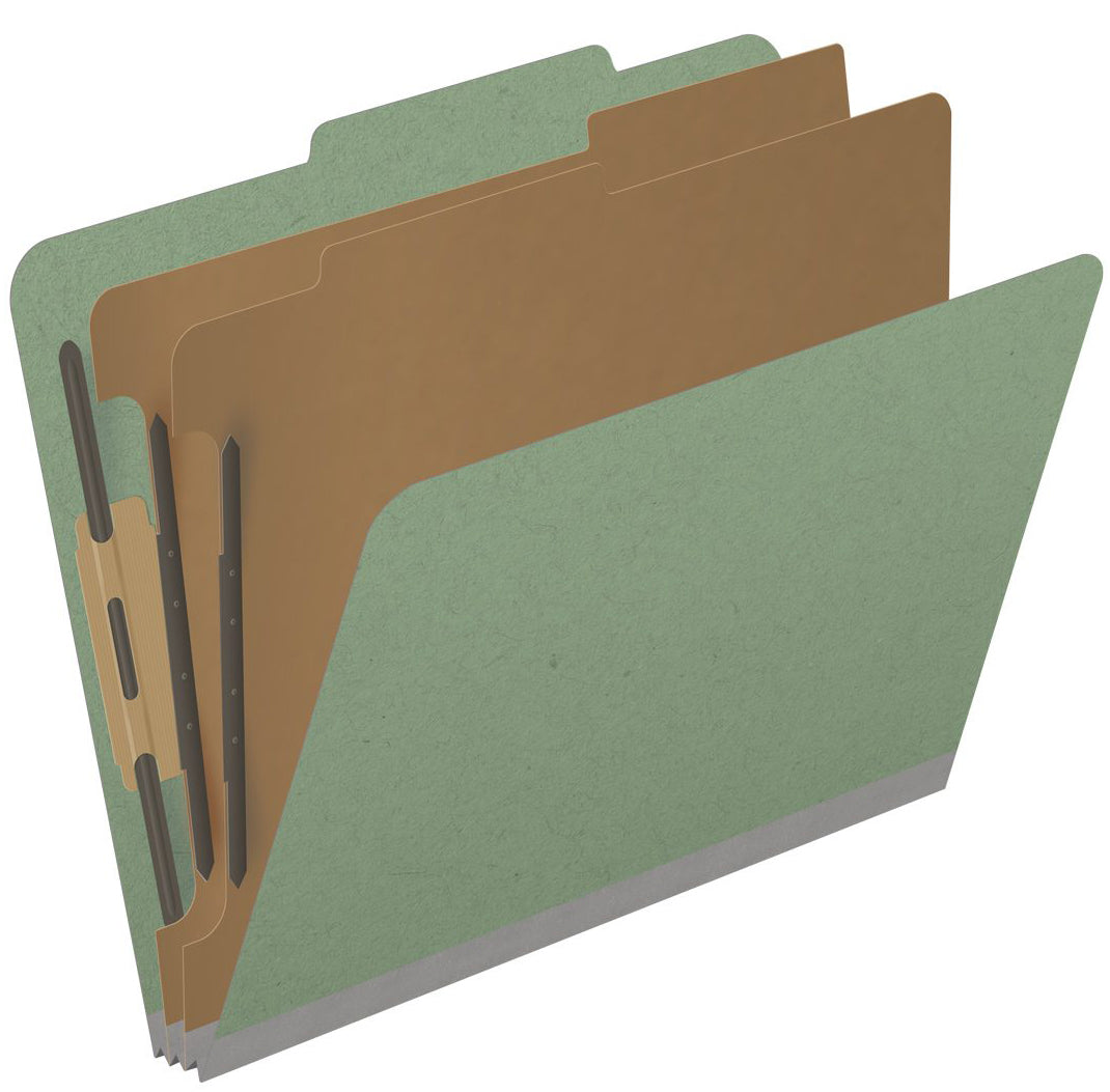 25 Pt. Pressboard Classification Folders, 2/5 Cut ROC Top Tab, Letter Size, 2 Dividers (Box of 10)