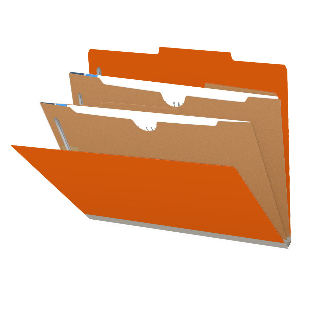 25 Pt. Pressboard Classification Folders, 2/5 Cut ROC Top Tab, Letter Size, 2 Pocket Dividers (Box of 10)