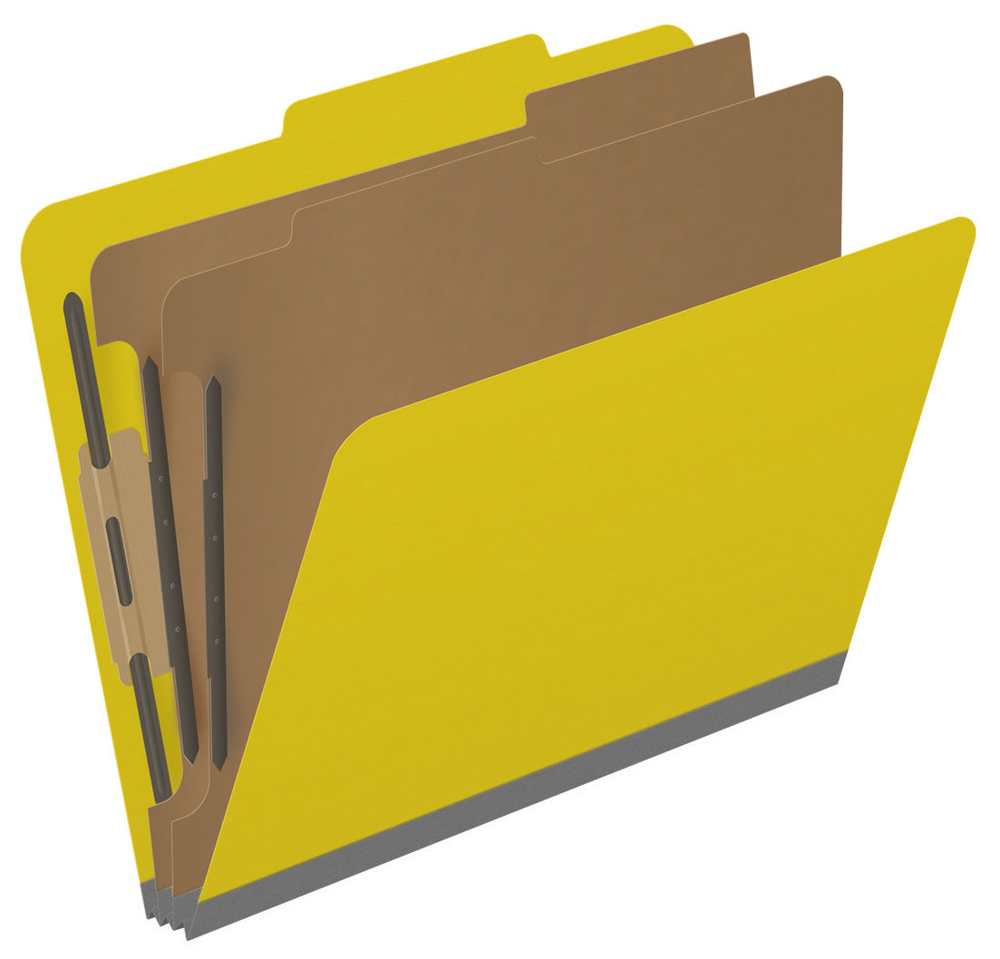 25 Pt. Pressboard Classification Folders, 2/5 Cut ROC Top Tab, Letter Size, 2 Dividers (Box of 10)