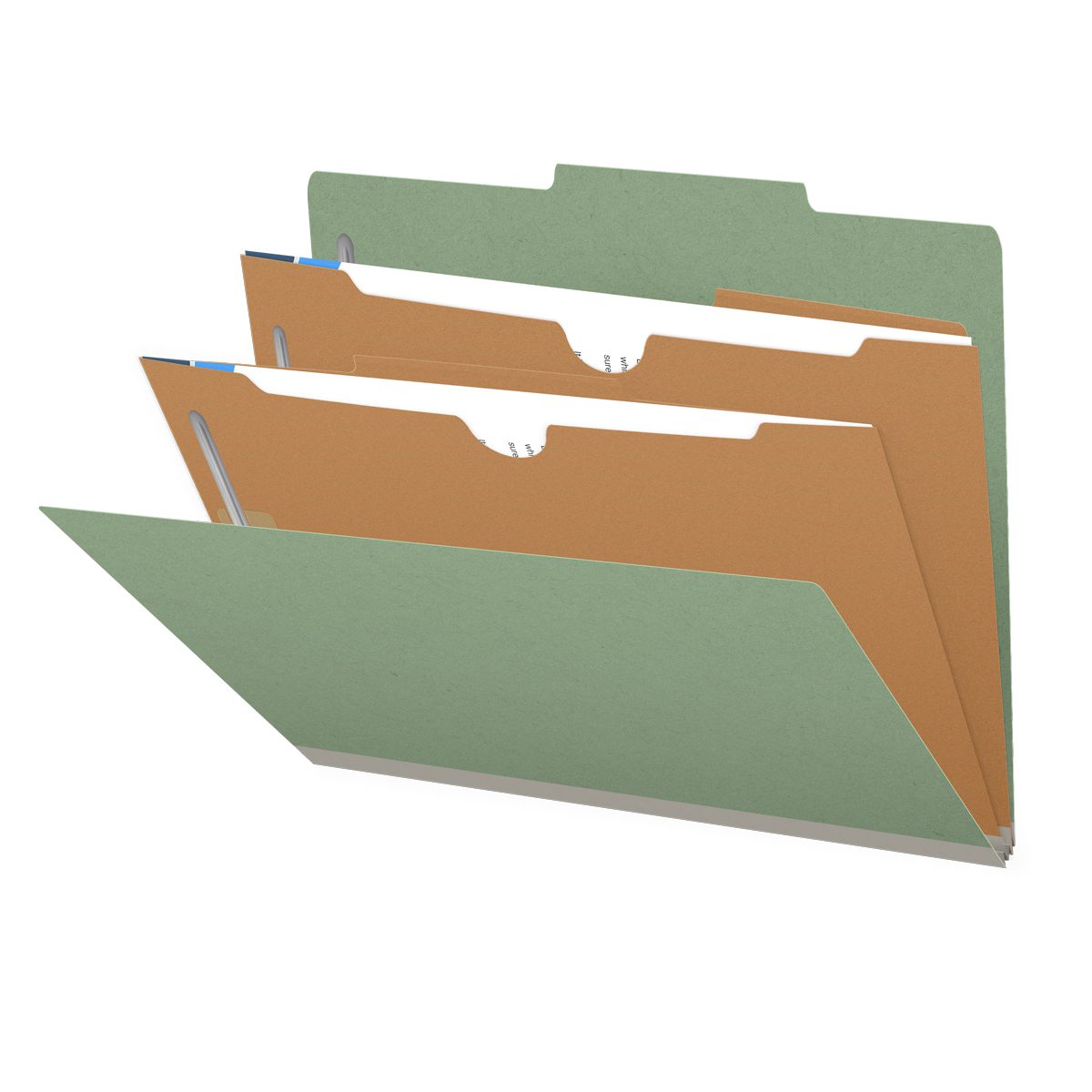 25 Pt. Pressboard Classification Folders, 2/5 Cut ROC Top Tab, Letter Size, 2 Pocket Dividers (Box of 10)