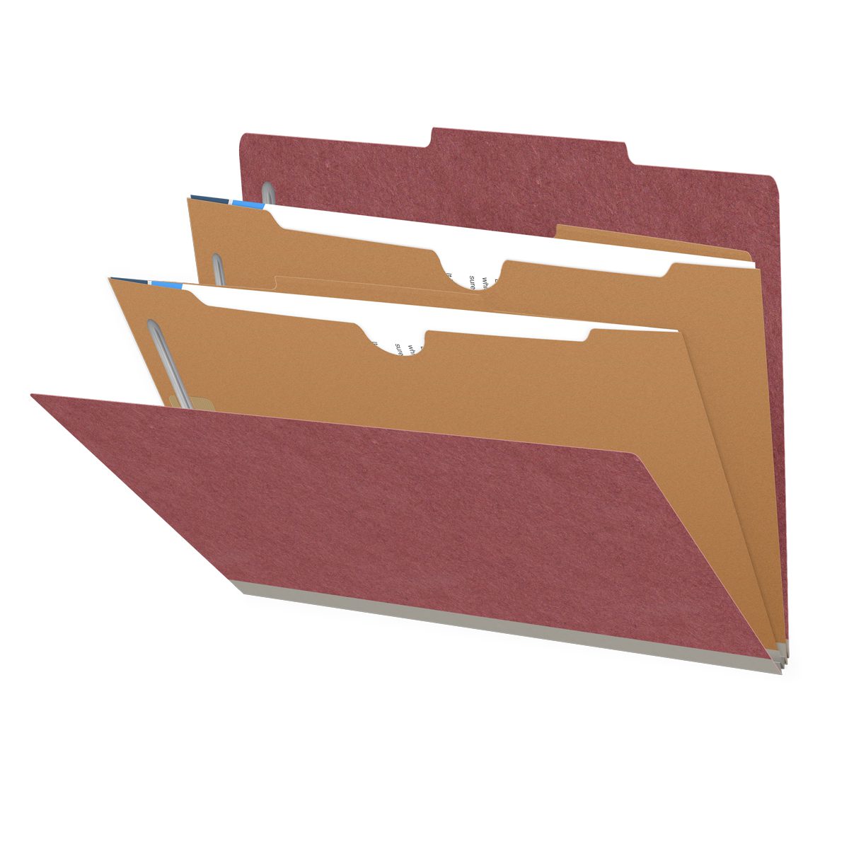 25 Pt. Pressboard Classification Folders, 2/5 Cut ROC Top Tab, Letter Size, 2 Pocket Dividers (Box of 10)