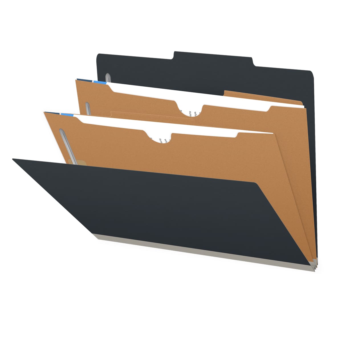 25 Pt. Pressboard Classification Folders, 2/5 Cut ROC Top Tab, Letter Size, 2 Pocket Dividers (Box of 10)