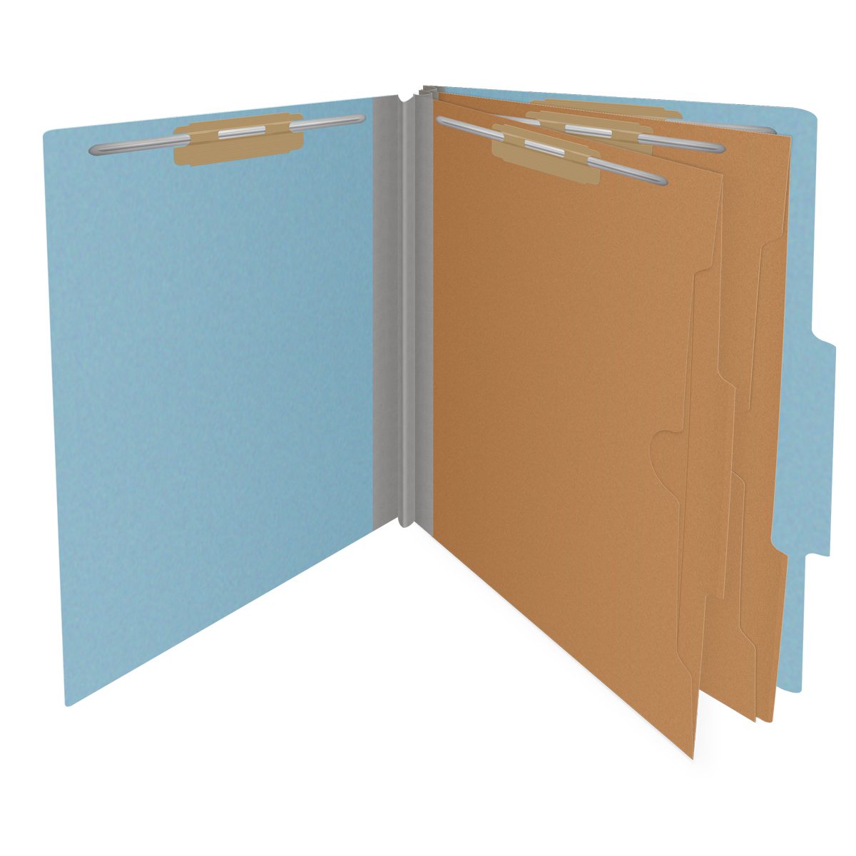 25 Pt. Pressboard Classification Folders, 2/5 Cut ROC Top Tab, Letter Size, 2 Pocket Dividers (Box of 10)