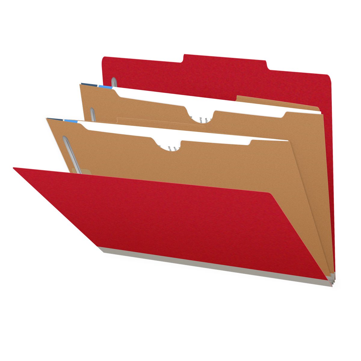 25 Pt. Pressboard Classification Folders, 2/5 Cut ROC Top Tab, Letter Size, 2 Pocket Dividers (Box of 10)
