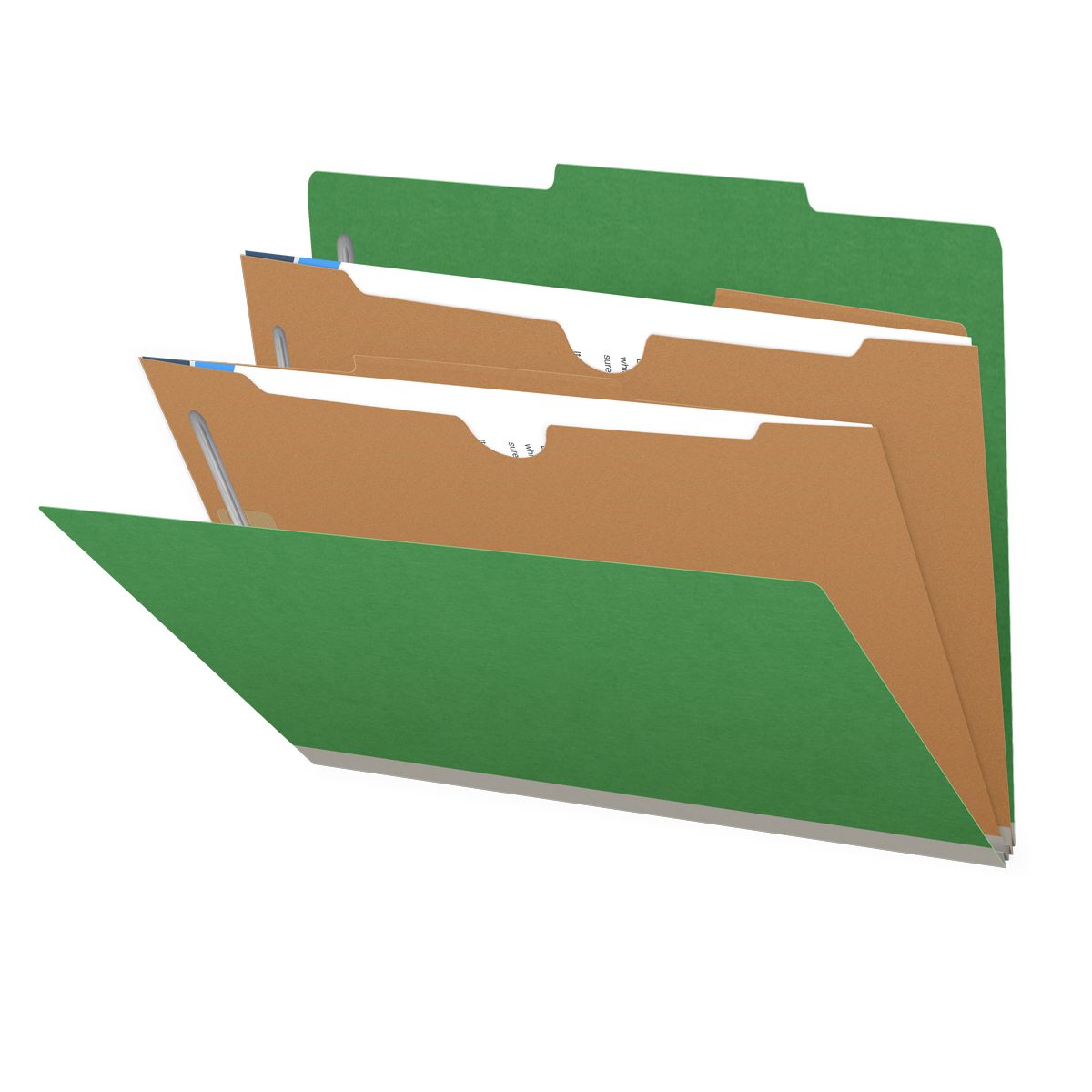 25 Pt. Pressboard Classification Folders, 2/5 Cut ROC Top Tab, Letter Size, 2 Pocket Dividers (Box of 10)