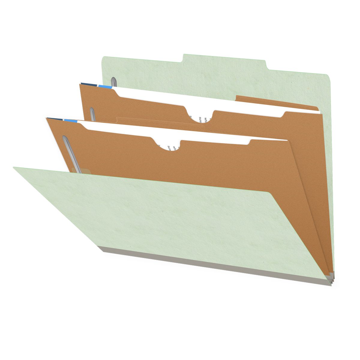 25 Pt. Pressboard Classification Folders, 2/5 Cut ROC Top Tab, Letter Size, 2 Pocket Dividers (Box of 10)