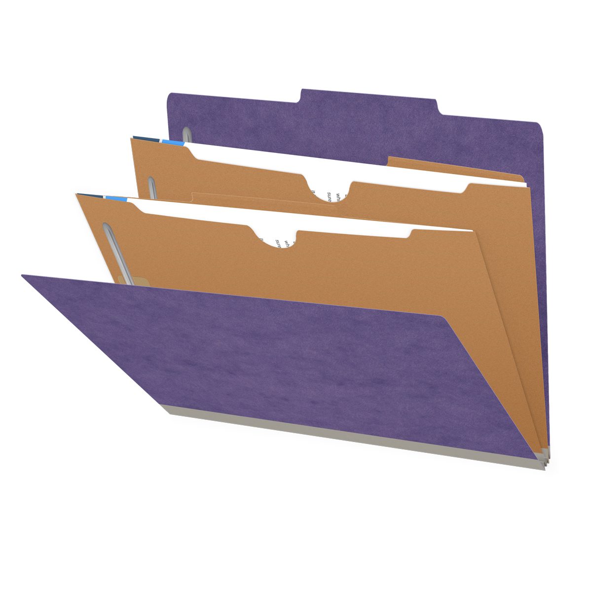 25 Pt. Pressboard Classification Folders, 2/5 Cut ROC Top Tab, Letter Size, 2 Pocket Dividers (Box of 10)