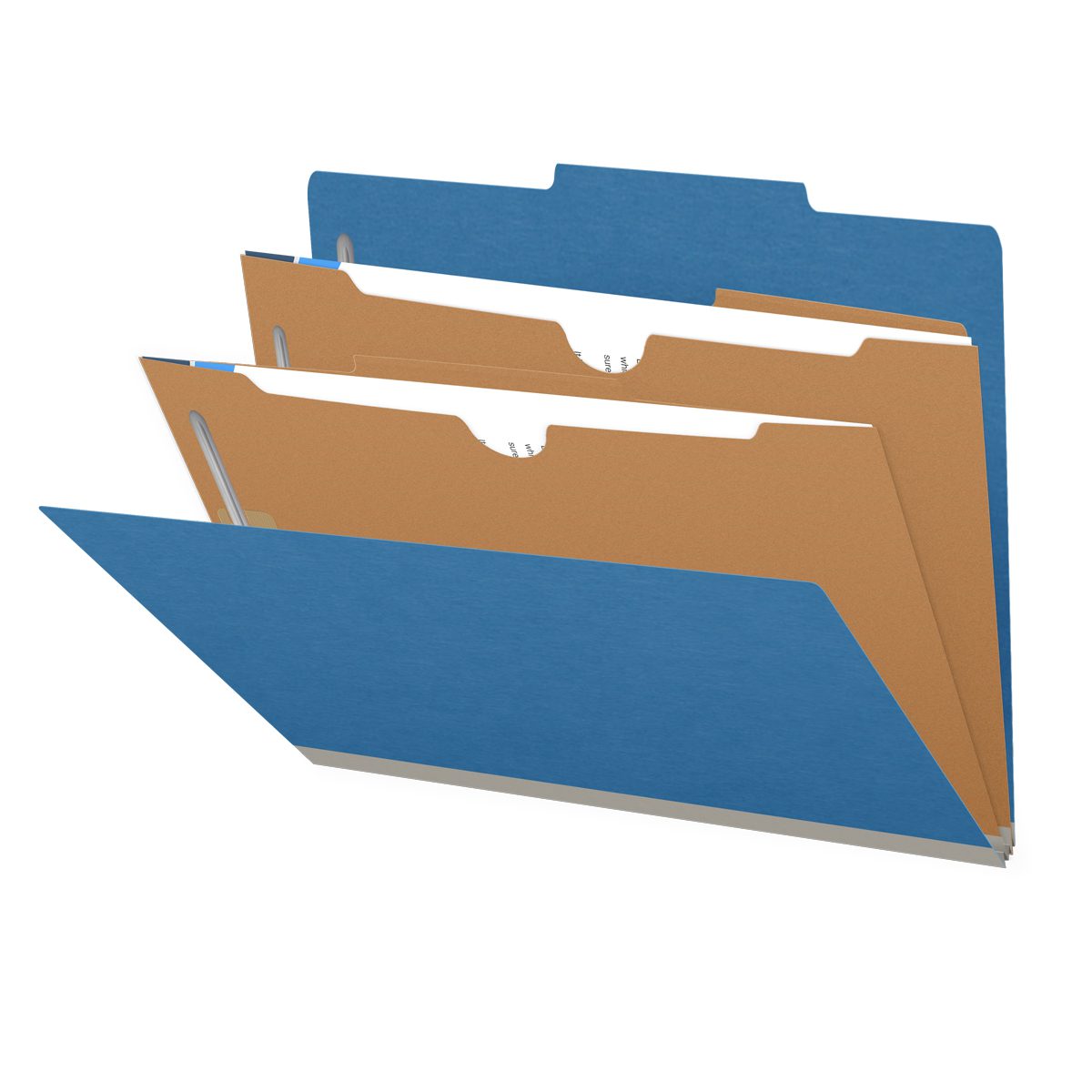 25 Pt. Pressboard Classification Folders, 2/5 Cut ROC Top Tab, Letter Size, 2 Pocket Dividers (Box of 10)
