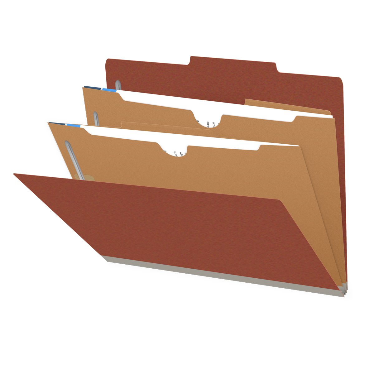 25 Pt. Pressboard Classification Folders, 2/5 Cut ROC Top Tab, Letter Size, 2 Pocket Dividers (Box of 10)