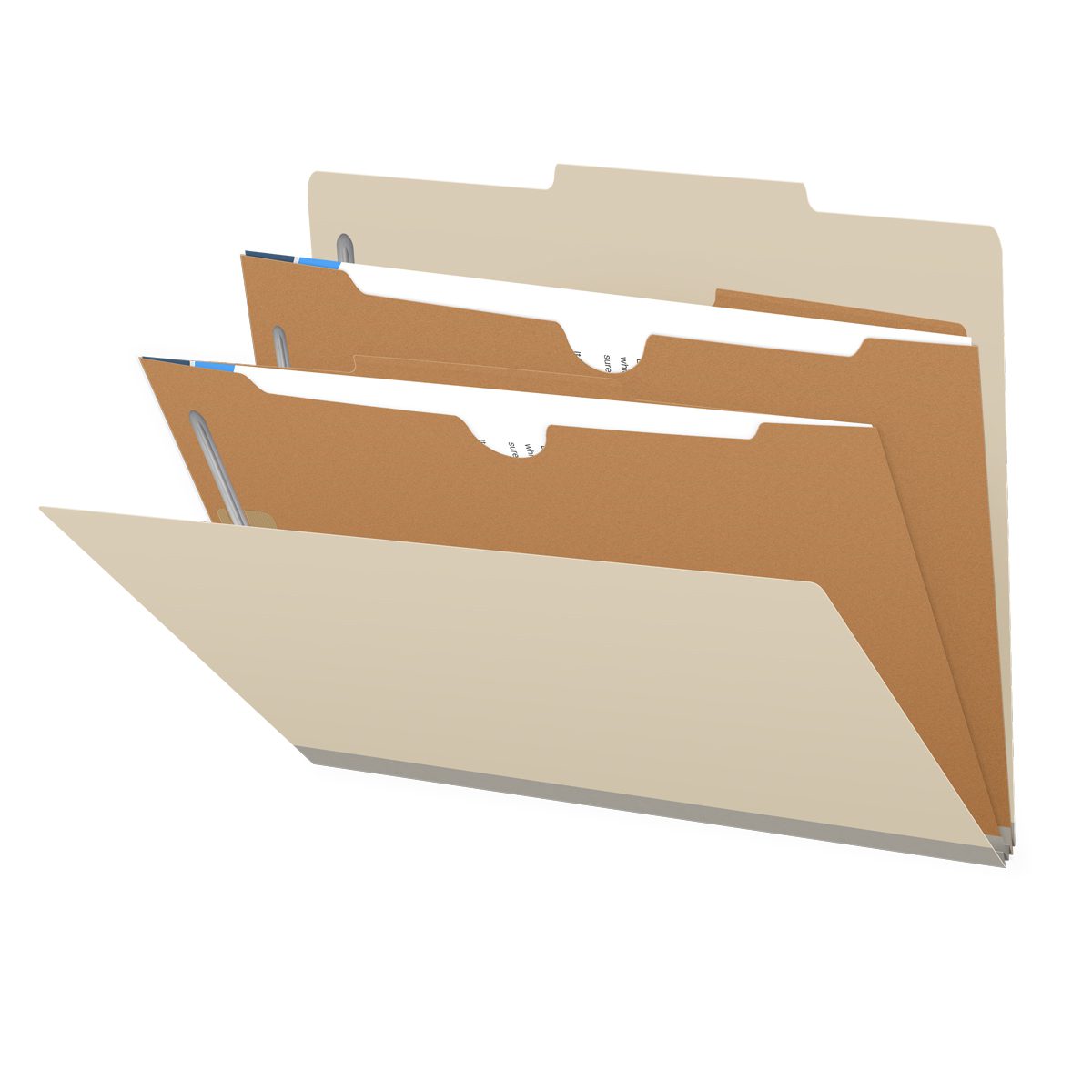 25 Pt. Pressboard Classification Folders, 2/5 Cut ROC Top Tab, Letter Size, 2 Pocket Dividers (Box of 10)
