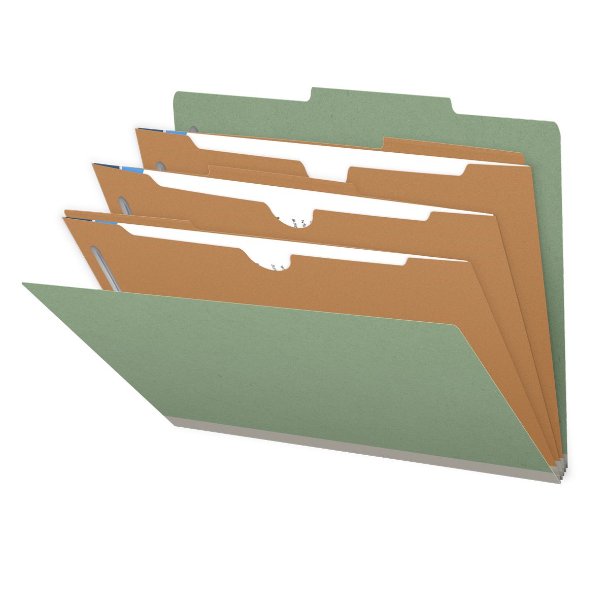 25 Pt. Pressboard Classification Folders, 2/5 Cut ROC Top Tab, Letter Size, 3 Pocket Dividers (Box of 10)
