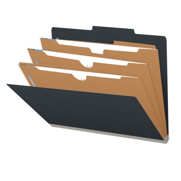 25 Pt. Pressboard Classification Folders, 2/5 Cut ROC Top Tab, Letter Size, 3 Pocket Dividers (Box of 10)