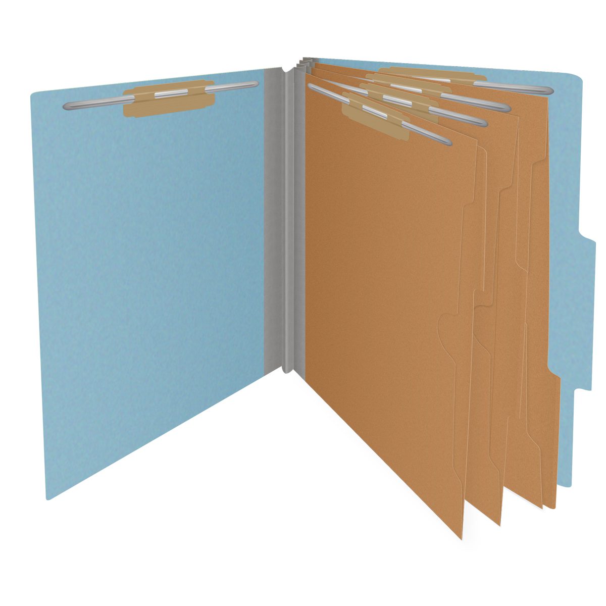 25 Pt. Pressboard Classification Folders, 2/5 Cut ROC Top Tab, Letter Size, 3 Pocket Dividers (Box of 10)