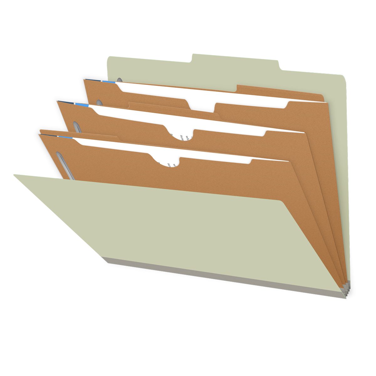 25 Pt. Pressboard Classification Folders, 2/5 Cut ROC Top Tab, Letter Size, 3 Pocket Dividers (Box of 10)
