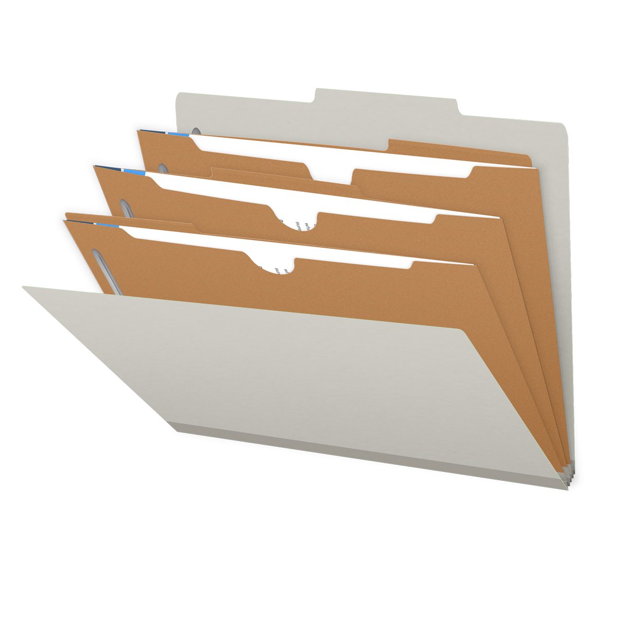 25 Pt. Pressboard Classification Folders, 2/5 Cut ROC Top Tab, Letter Size, 3 Pocket Dividers (Box of 10)