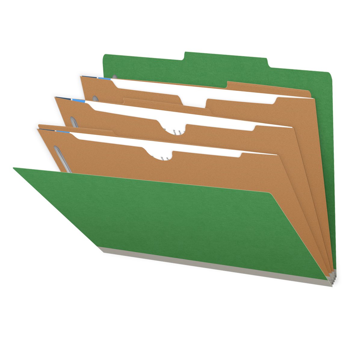 25 Pt. Pressboard Classification Folders, 2/5 Cut ROC Top Tab, Letter Size, 3 Pocket Dividers (Box of 10)