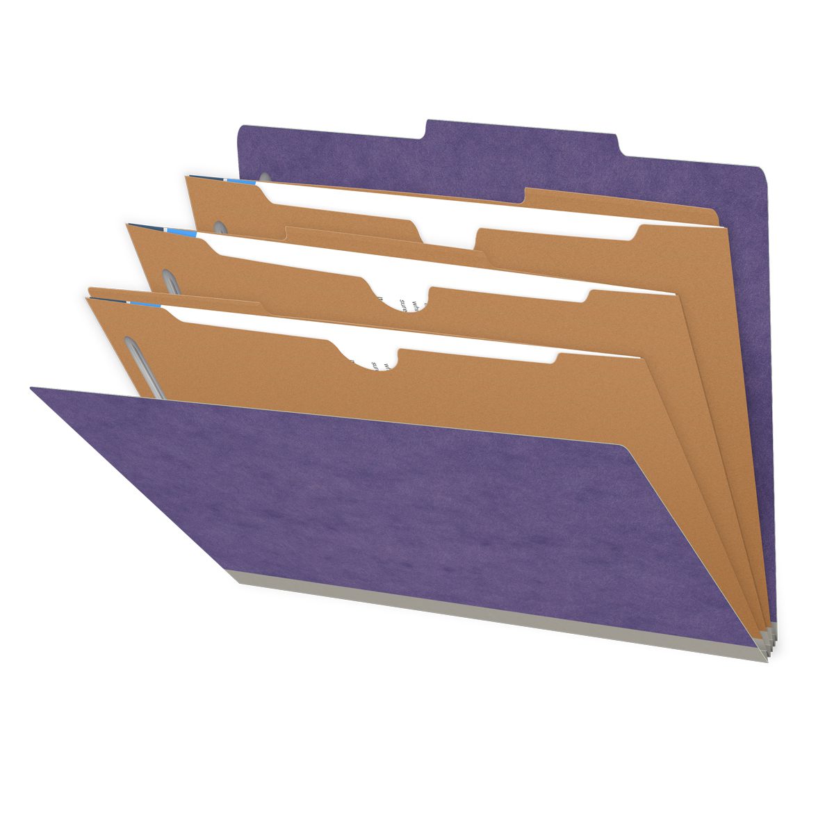 25 Pt. Pressboard Classification Folders, 2/5 Cut ROC Top Tab, Letter Size, 3 Pocket Dividers (Box of 10)