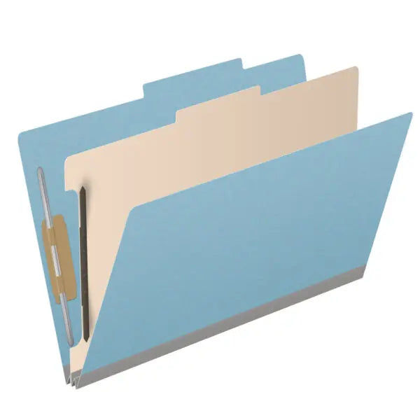 25 Pt. Pressboard Classification Folders, 2/5 Cut ROC Top Tab, Legal Size, 1 Divider (Box of 10)