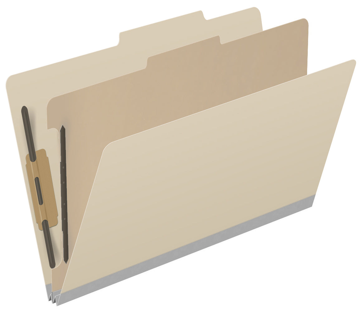 25 Pt. Pressboard Classification Folders, 2/5 Cut ROC Top Tab, Legal Size, 1 Divider (Box of 10)