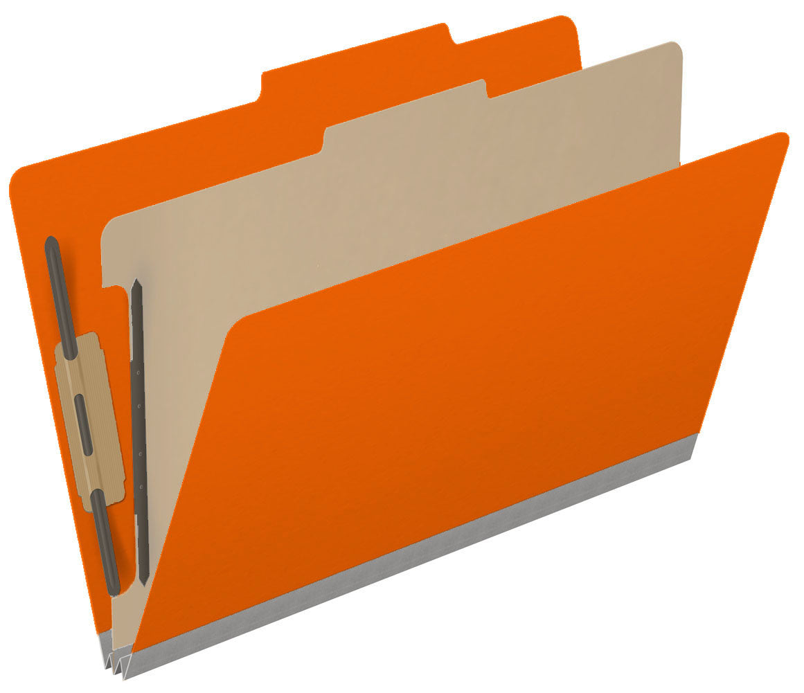 25 Pt. Pressboard Classification Folders, 2/5 Cut ROC Top Tab, Legal Size, 1 Divider (Box of 10)