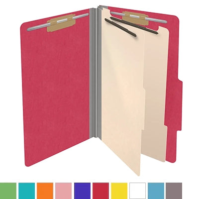 18 Pt. Classification Folders, 2/5 Cut ROC Top Tab, Legal Size, 2 Dividers (Box of 10)