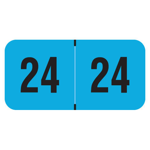 PMA Fluorescent Blue Year 24 Labels, 3/4" X 1-1/2" Laminated- Roll of 500