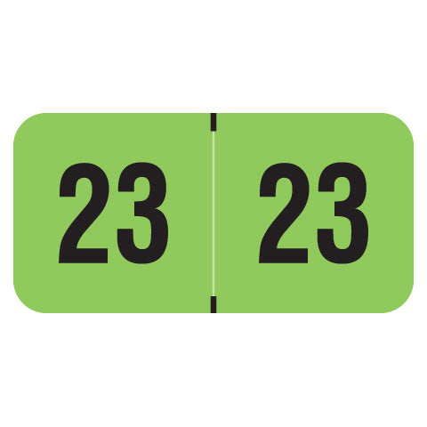 PMA Fluorescent Green Year 23 Labels, 3/4" X 1-1/2" Laminated- Roll of 500