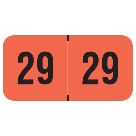 PMA Fluorescent Red Year 29 Labels, 3/4" X 1-1/2" Laminated- Roll of 500